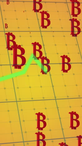 animation of data processing over bitcoin symbols