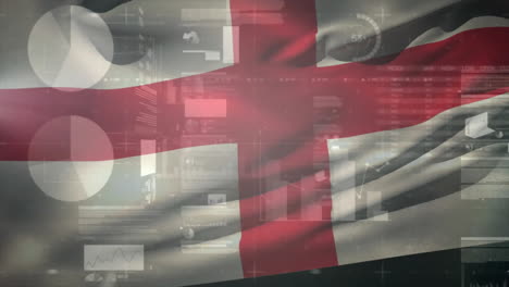 Animation-of-statistics-and-financial-data-processing-over-flag-of-england