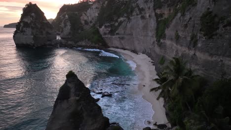 untouched white sand beach at sunset