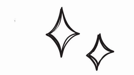black and white animation of hand-drawn stars and spirals, transitioning smoothly with playful movement and minimalist style