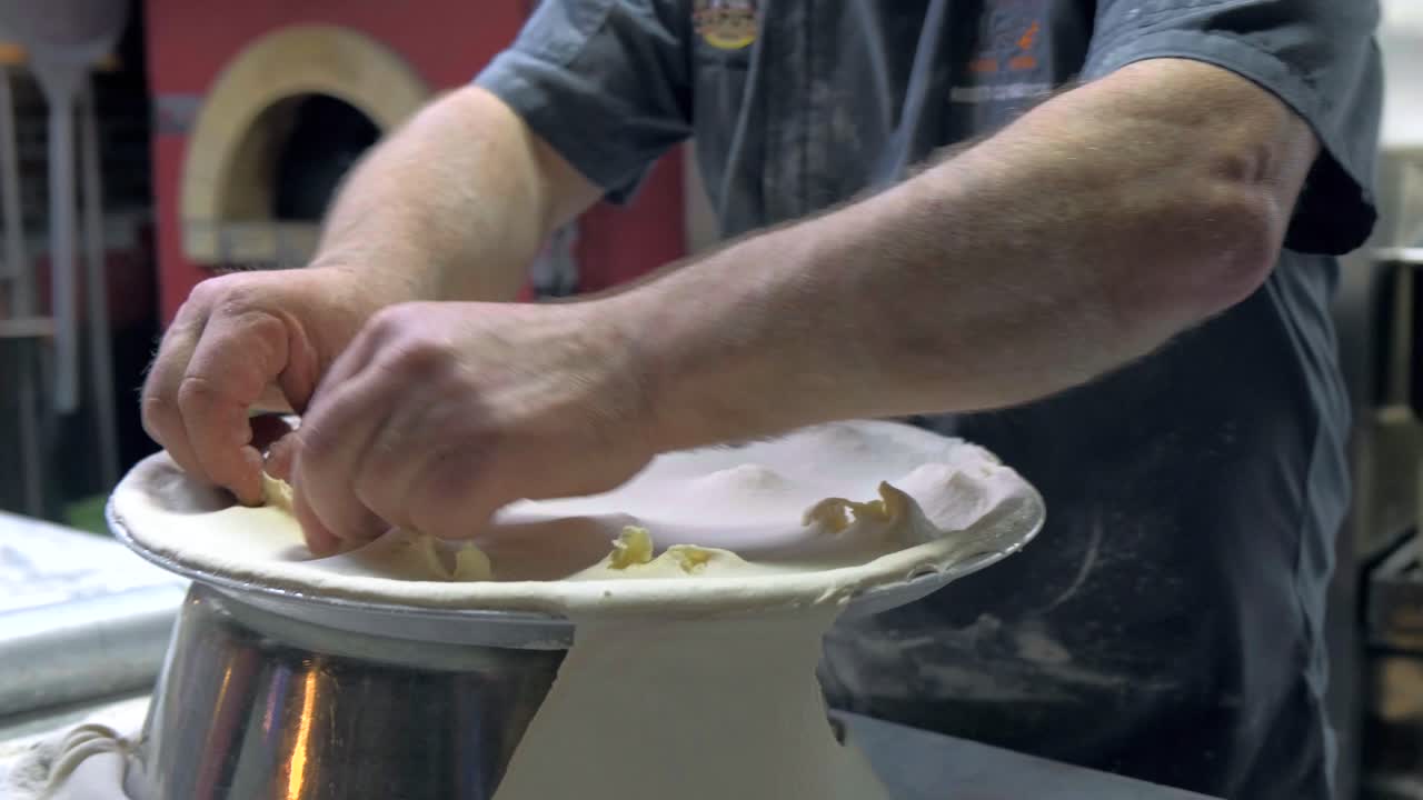 focaccia cheese preparation, dough details