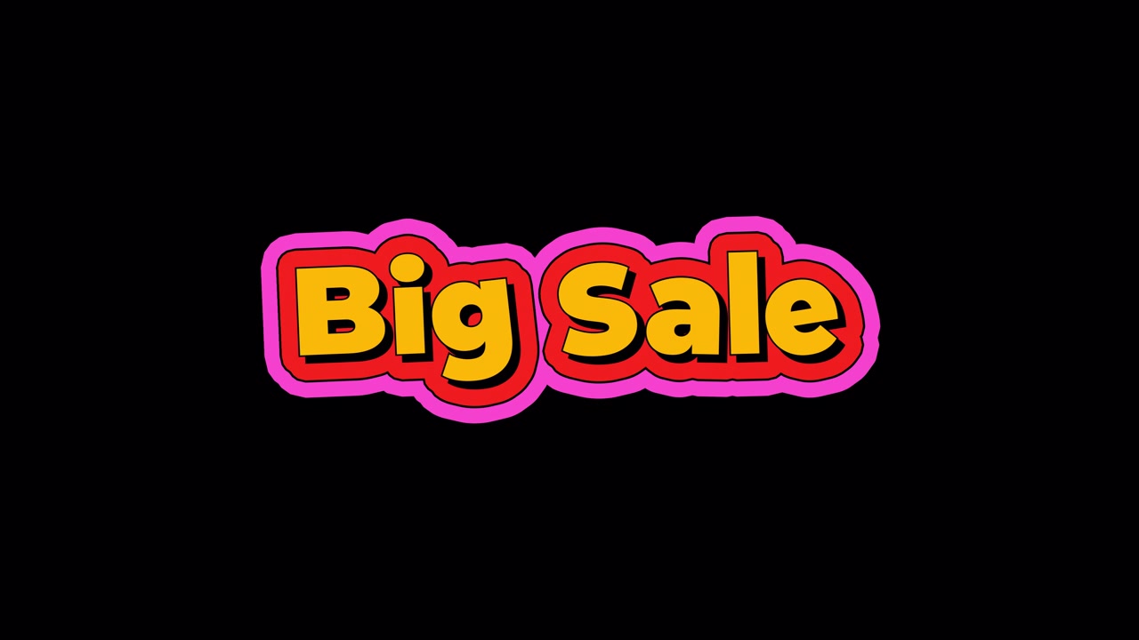 Animated Big Sale Text Graphic on Black Background