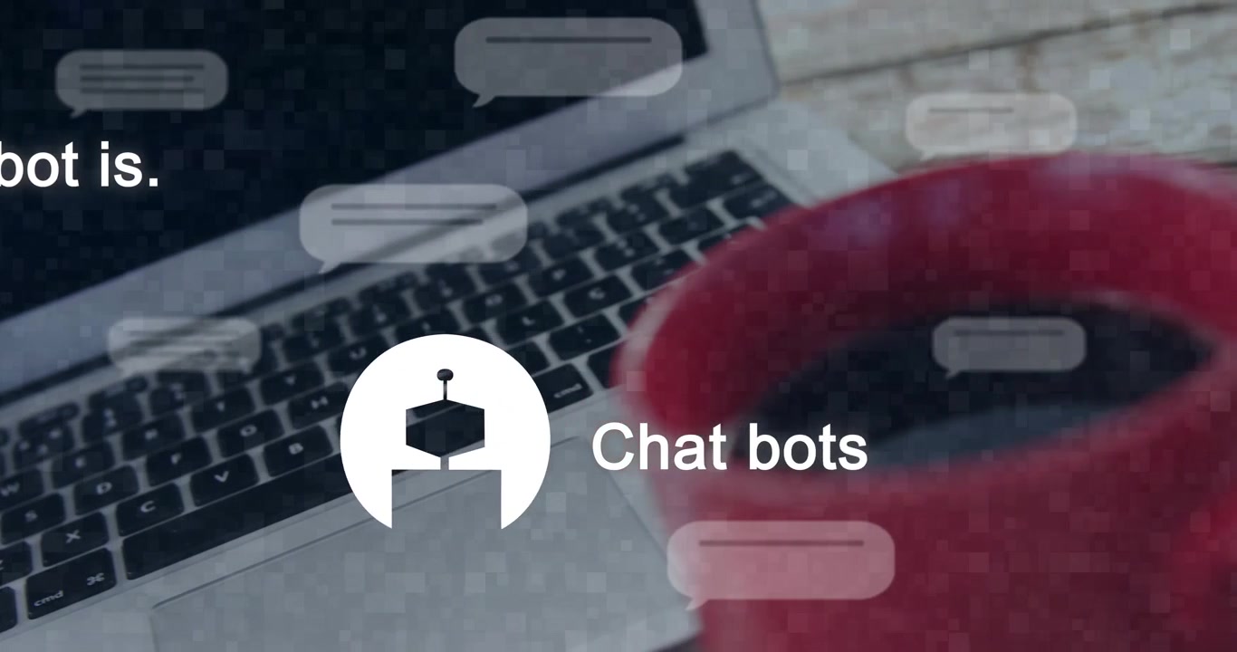 User avatar appearing prompt growing chat bubbles moving red mug entering showing chat bot answer