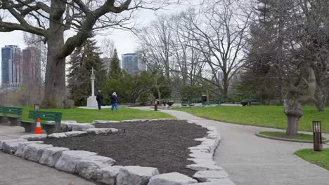 walking through a toronto park in spring time