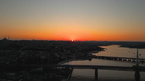 4k cinematic drone footage at golden hour haliç altin boynu bridge in istanbul - turkey_07