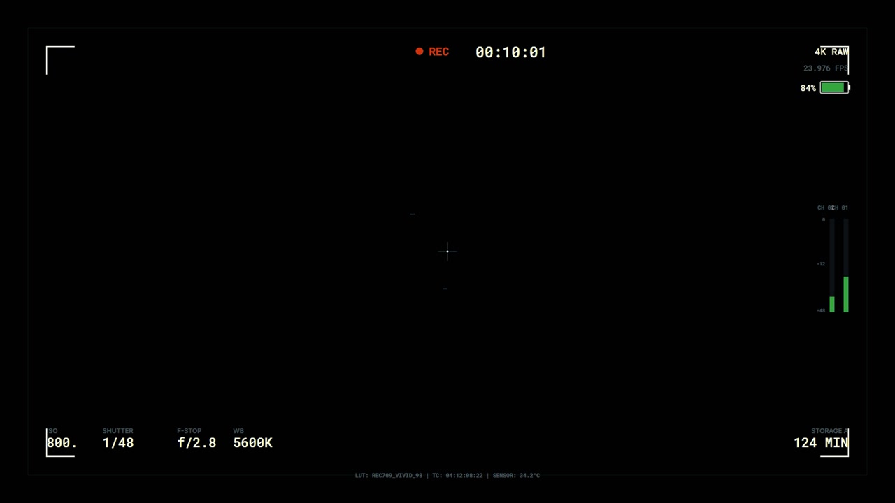 Digital Camera Recording Interface Overlay on Black Background