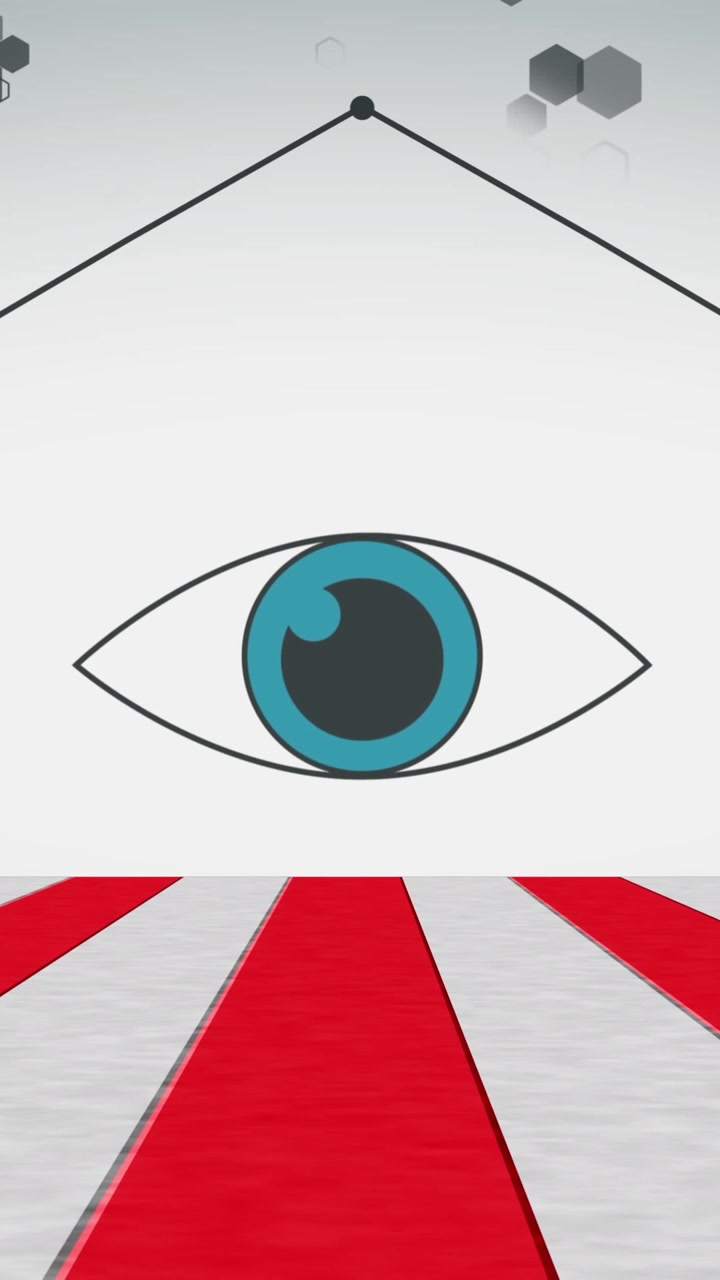 Animation of shapes and eye icon on white background
