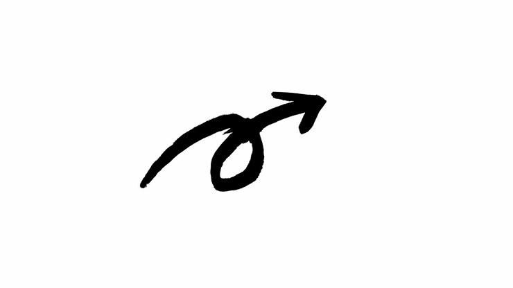 Hand Drawn Black Arrow Symbol on White Background