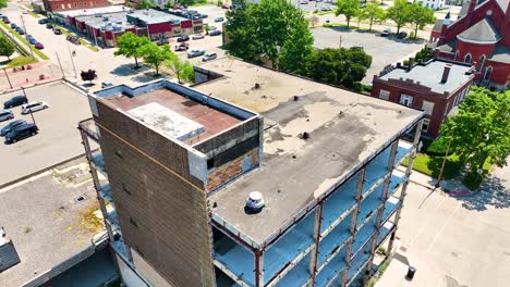 high aerial above the roofline, showing its skyline