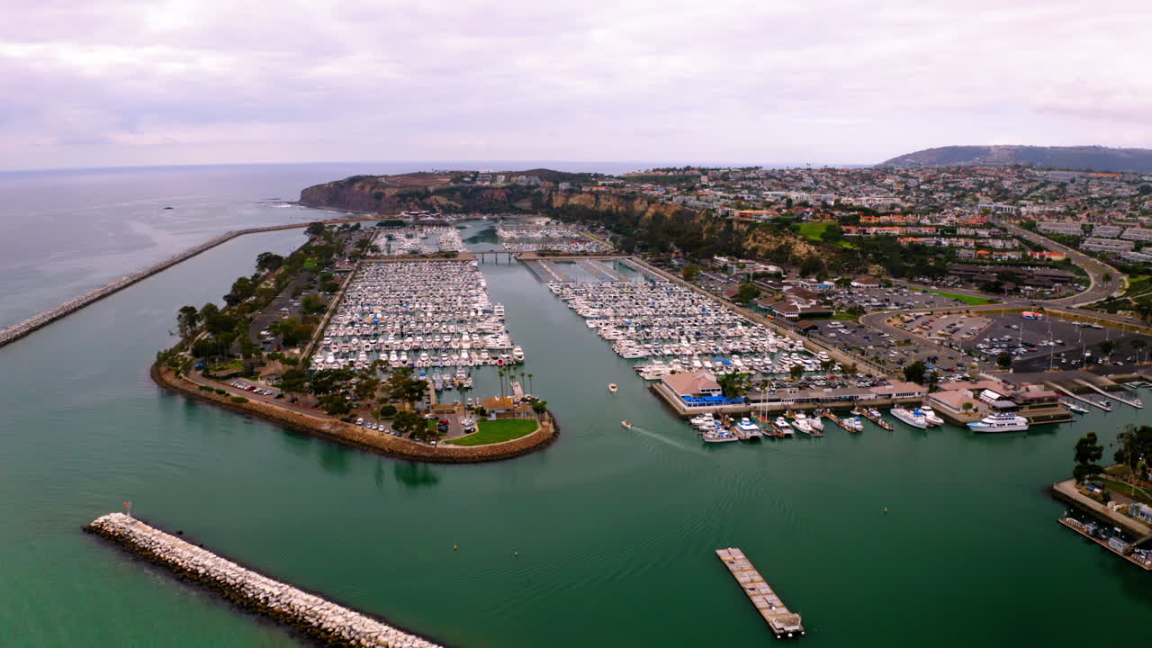 Aerial View of a Bustling Coastal Marina