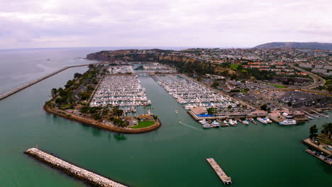aerial view of a bustling coastal marina