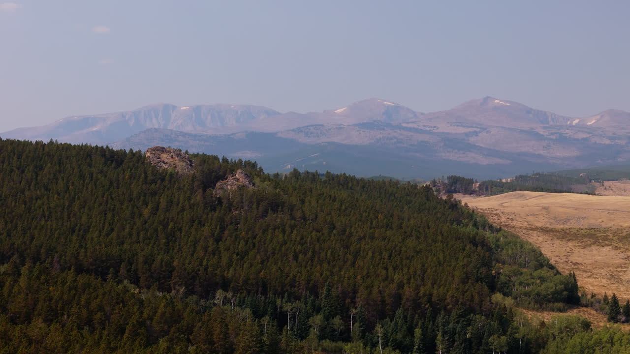 Mountain Range with Forest and Grassland