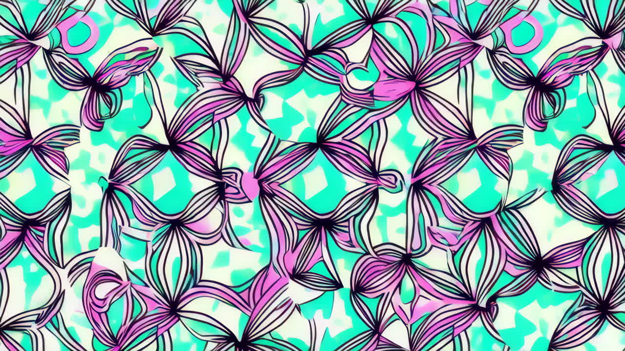 Vibrant Abstract Floral Pattern in Magenta and Teal