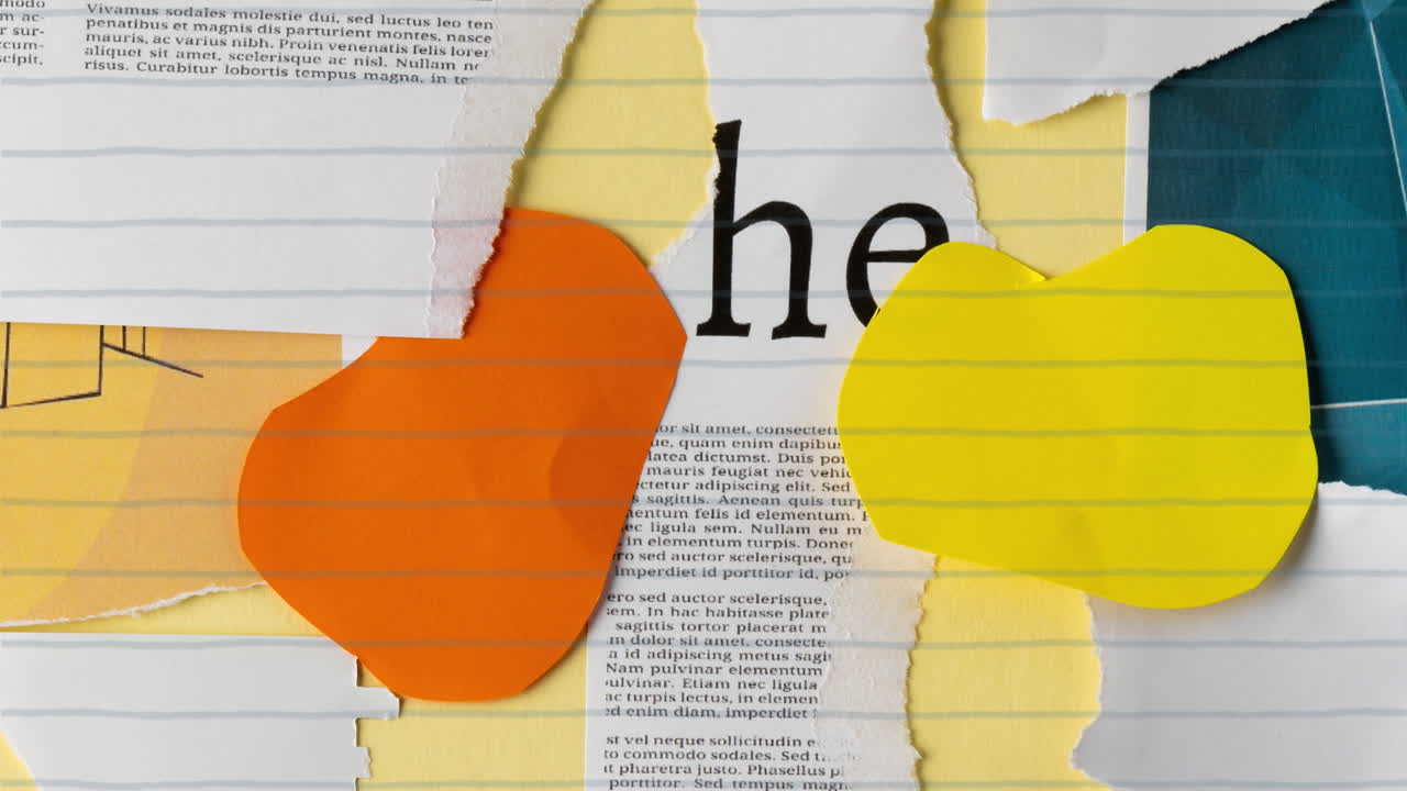 종이 콜라지 위에 학교 아이콘의 애니메이션