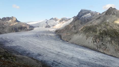 aerial footage of one of most famous glaciers of the swiss alps - rhône glacier near furka pass at the border of uri and valais