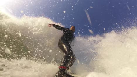 surfing a tropical reef wave pov