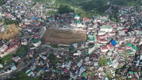 aerial view of local ground in a hill station town india