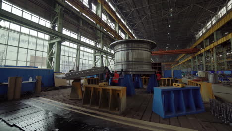 large metal part assembly in industrial facility