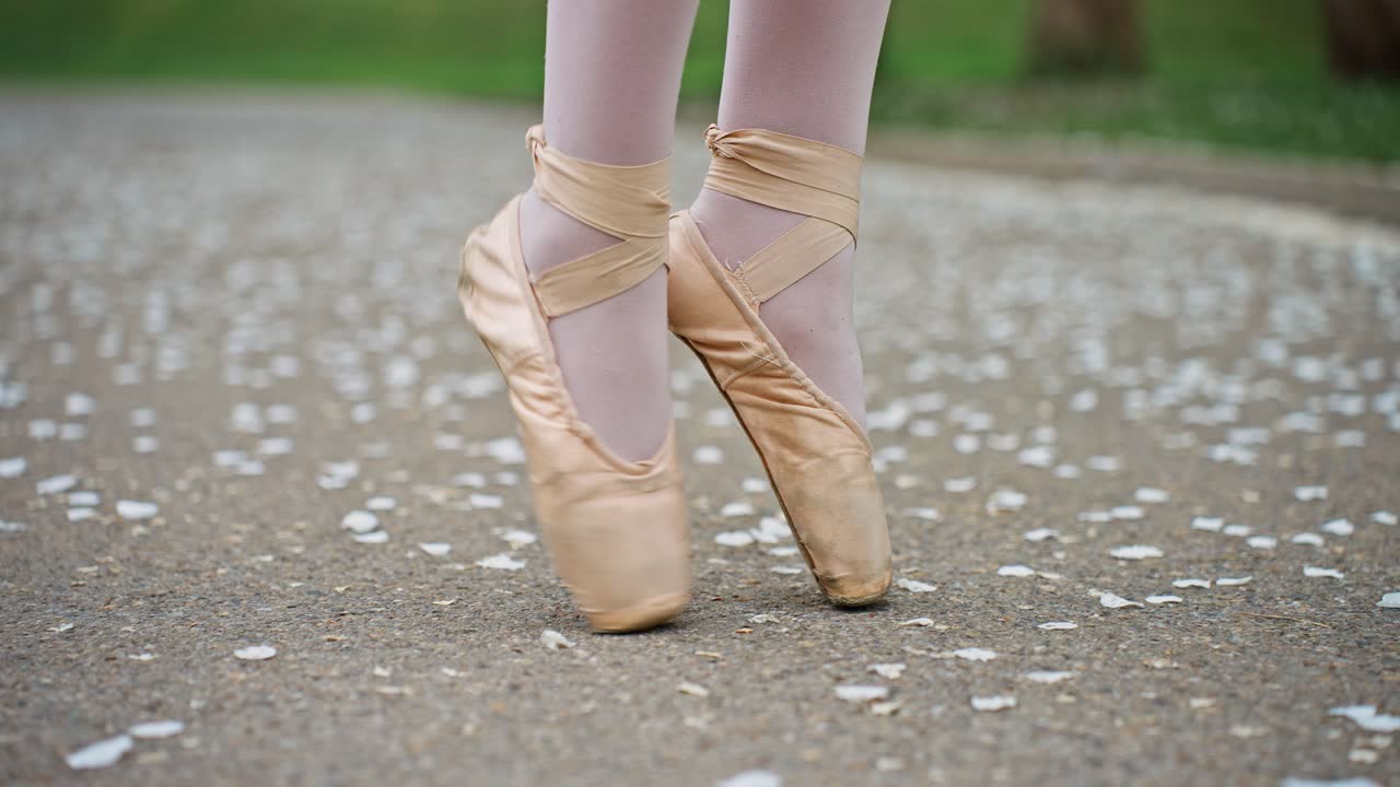 Ballerina in Pointe Shoes in a Park