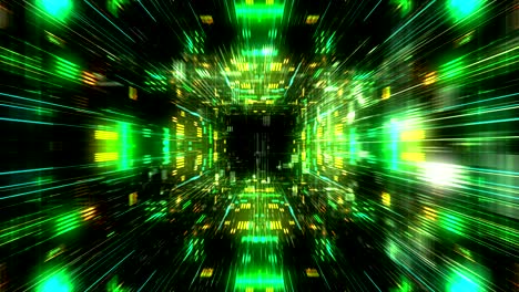 vuelo en el túnel cósmico futurista de hud bucle de reproducción 4k 3d sin costura