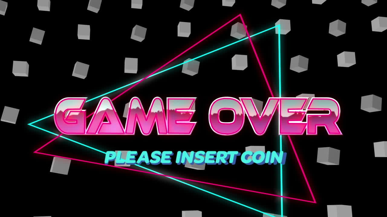 검은 바탕에 있는 모양 위에 있는 텍스트 위에 있는 게임의 애니메이션