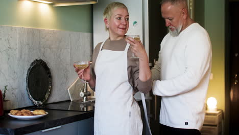 couple drinking wine at home