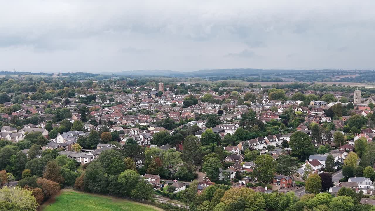 Centro de Epping, Essex, Reino Unido, dron, vista aérea