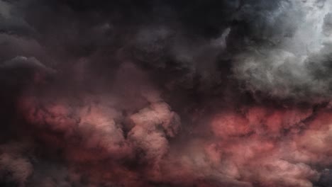 a thunderstorm that occurred in the sky filled with reddish cumulonimbus clouds