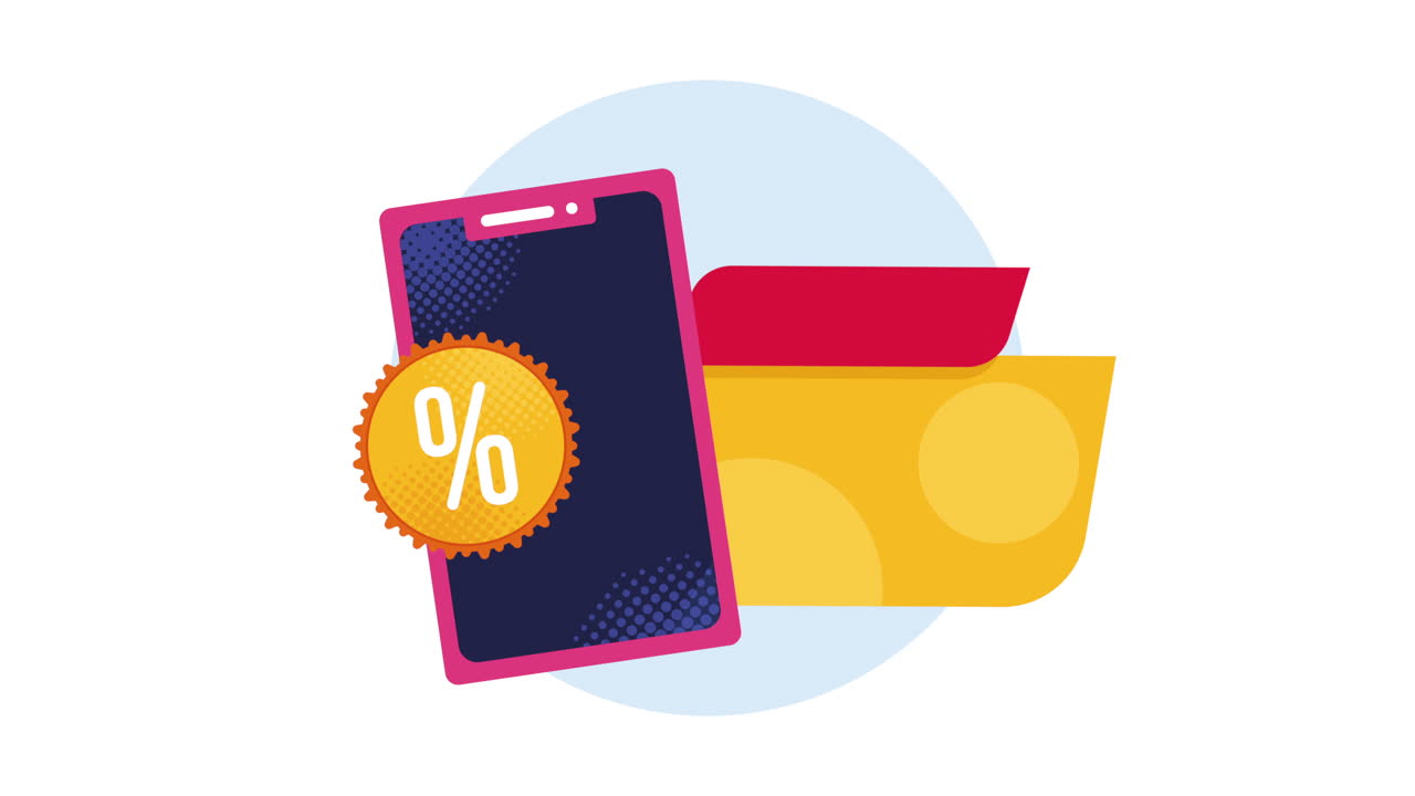 teléfono inteligente con animación de aplicación de comercio electrónico