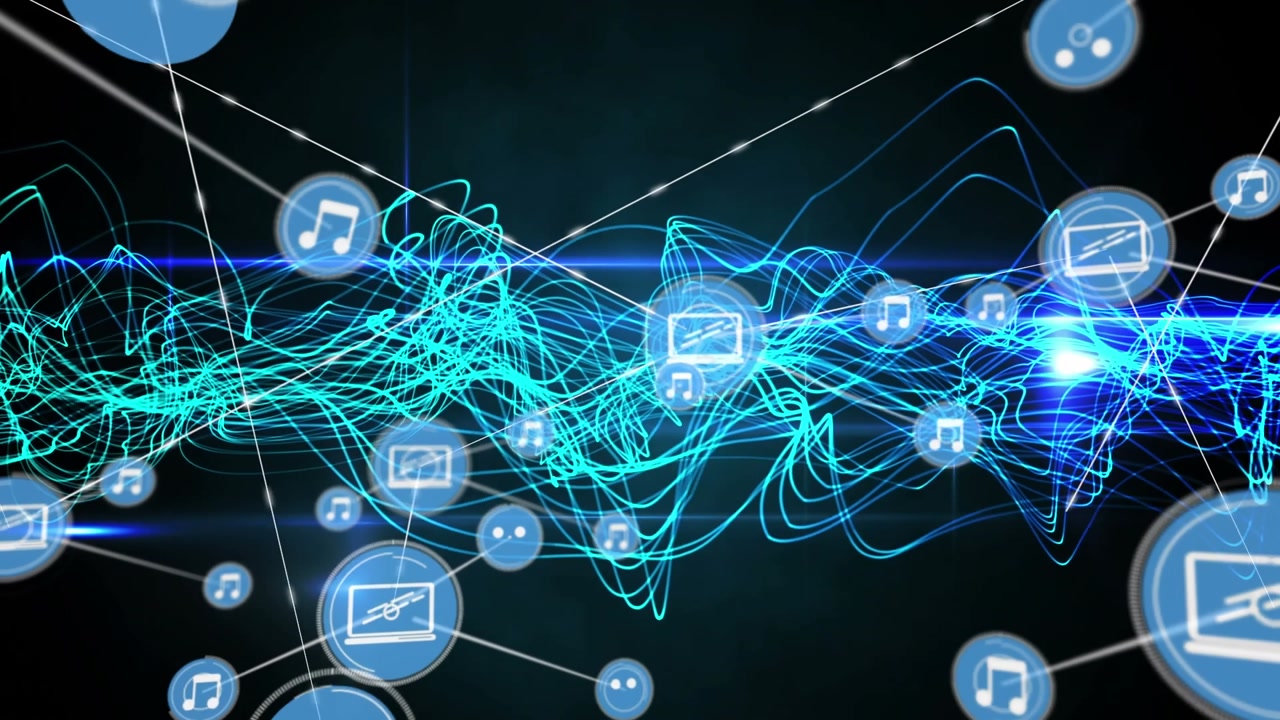 Animation of network of connections over neon lines