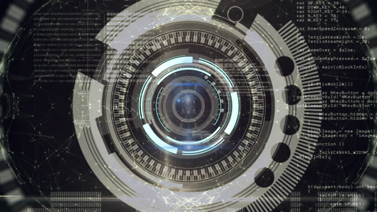 Animation of scan scope and data processing over dark background