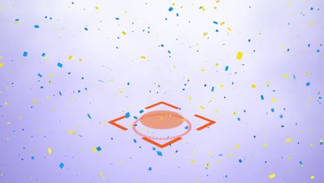 animation of confetti falling over scope on lilac background