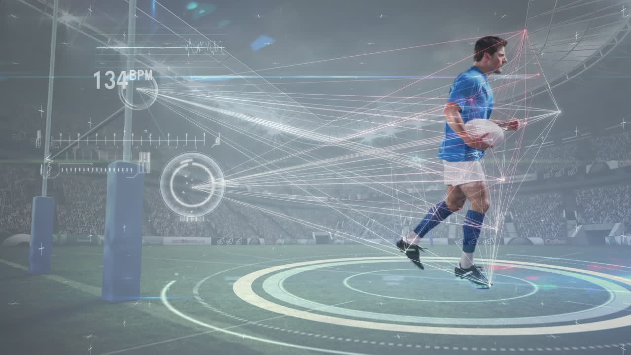 럭비 선수는 센서로 장착되어 있습니다.