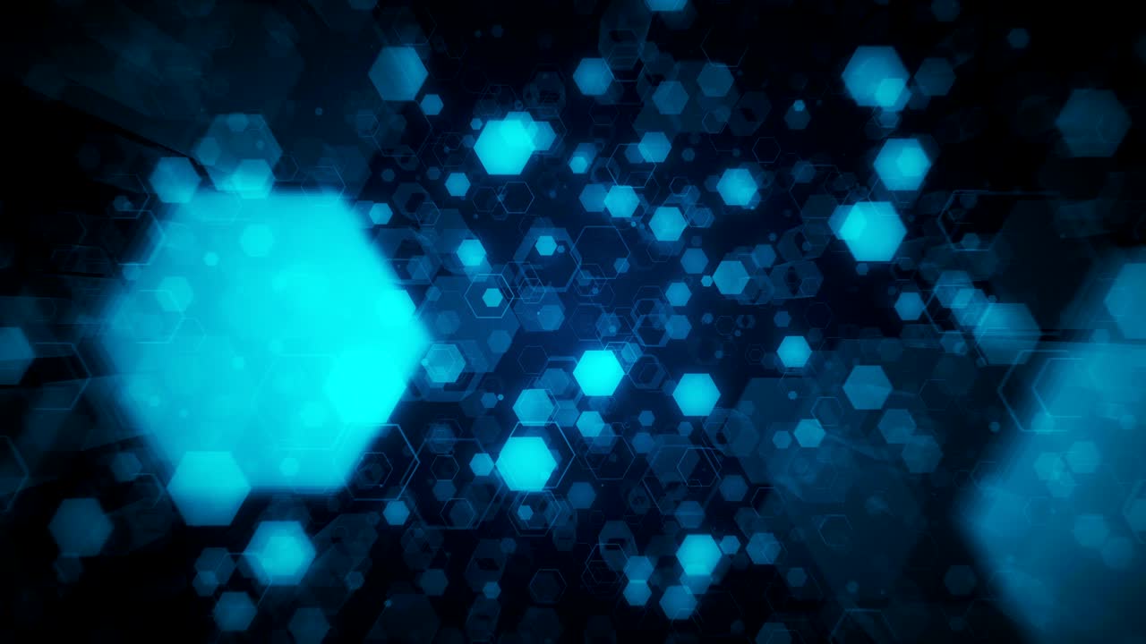 fondo tecnológico abstracto de hexágonos brillantes. animación de bucle sin costuras. renderización 3d de alta calidad para finanzas, banca, tecnologías web o fondo social.