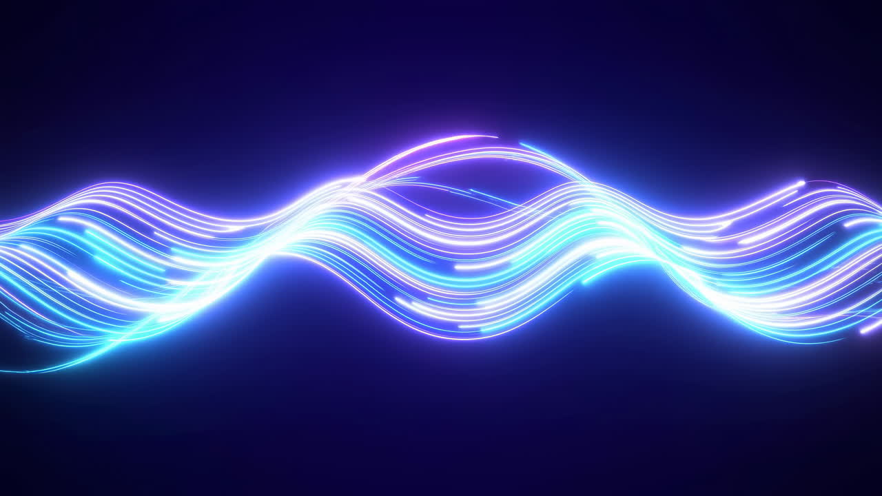 Abstract Glowing Wavy Lines Flowing on Dark Background