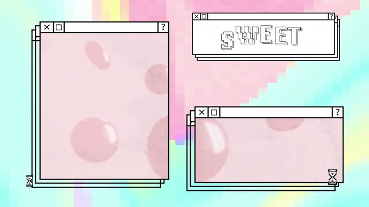 Animation of colourful shapes moving over sweet text