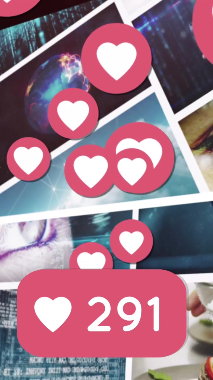 Animation of hearts flying over screens
