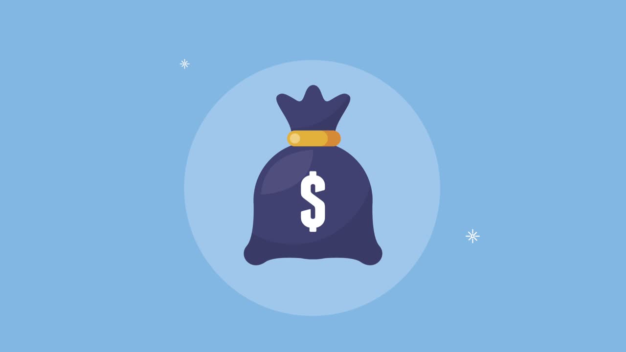 financial business animation with money bag