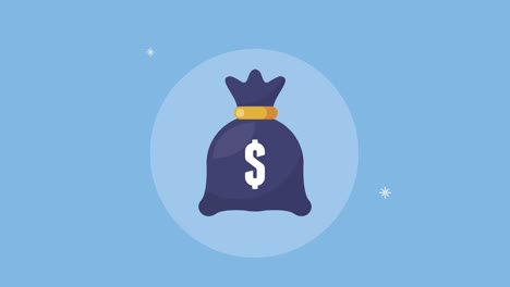 financial business animation with money bag