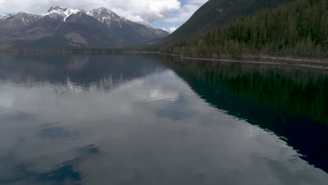 lake in the canadian rocky mountains - aerial footage