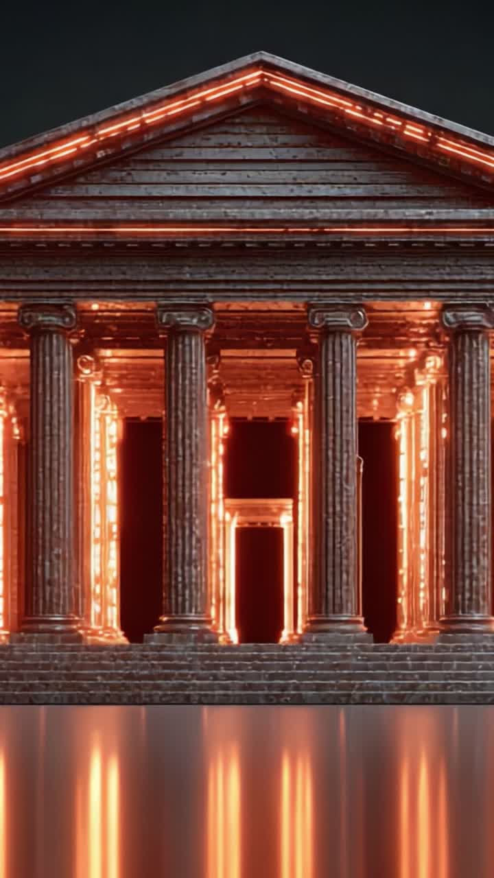 Meraviglia architettonica illuminata: un'interpretazione moderna e straordinaria del design classico, con pilastri e illuminazione spettacolare in un ambiente accattivante