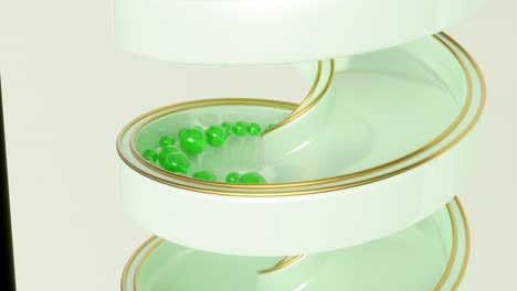 abstract spiral staircase with green balls