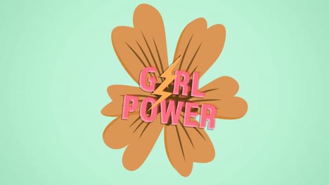 composition of text girls power, over brown flower