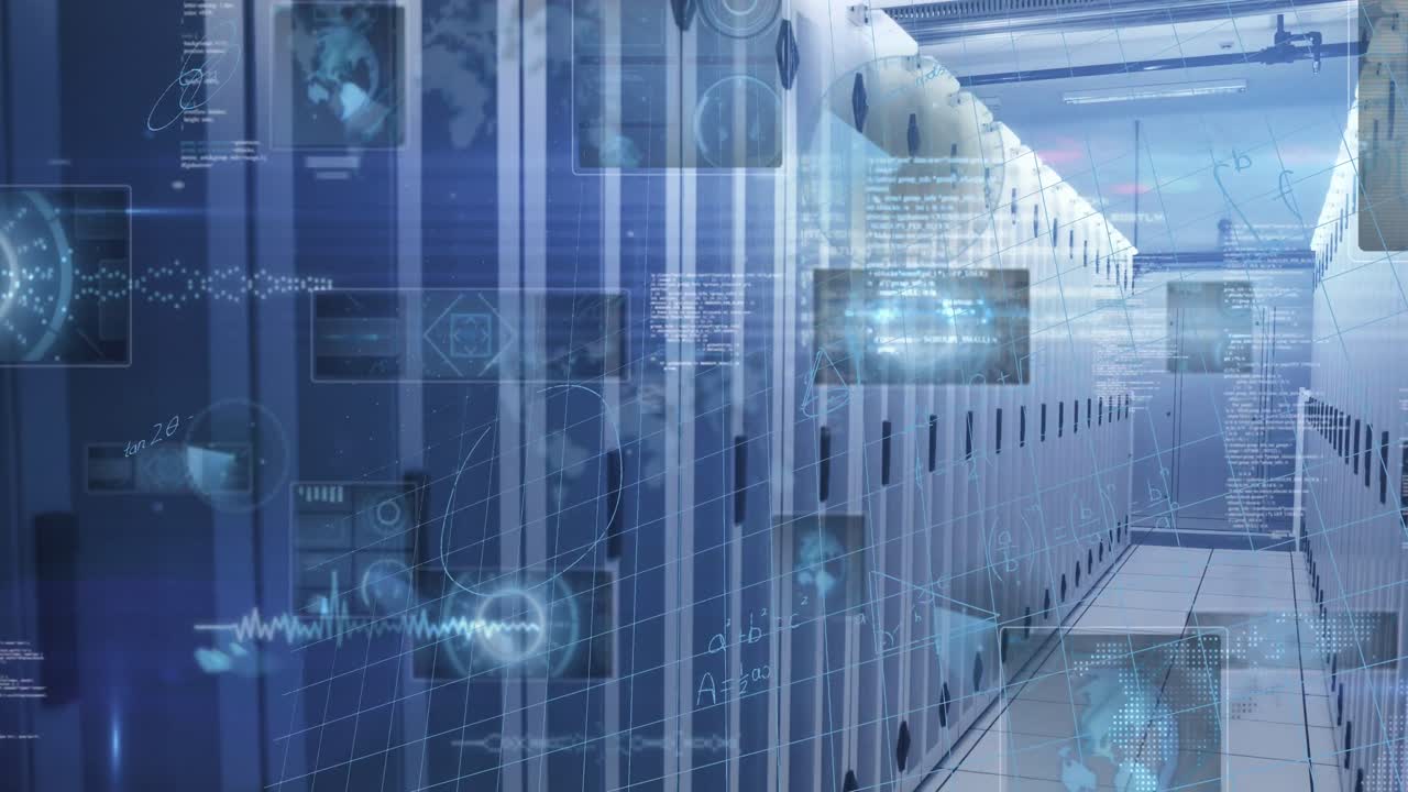 다중 라운드 스캐너의 애니메이션 및 컴퓨터 서버 방에 대한 데이터 처리