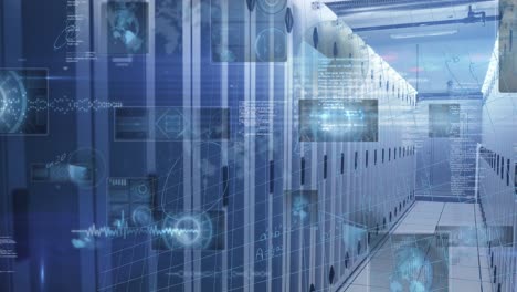 Animation-of-multiple-round-scanner-and-data-processing-against-computer-server-room