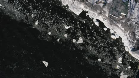 4k río icebergs vista de pájaro abejón secuencia_003