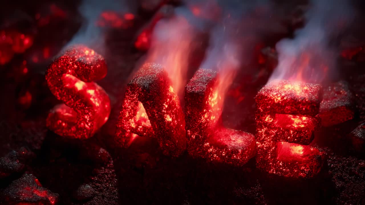 Eye-Catching Promotion Featuring Glowing Letters Spelling 'SALE' Surrounded by Fiery Sparks and Smoke, Capturing a Dynamic Sense of Urgency and Excitement for Shoppers