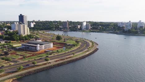 aerial view of coastal avenue in el brete, tourist destination in posadas, argentina