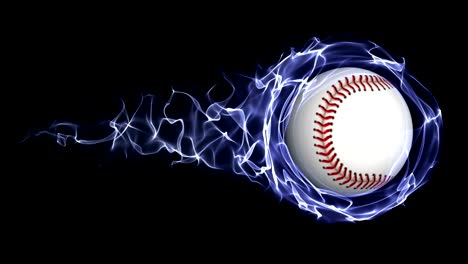 baseball ball in blue abstract particles ring, loop