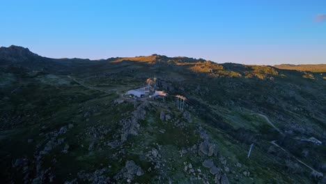 Ski-chairlift-drone-shot-during-summer-day-at-Thredbo,-Snowy-Mountains,-New-South-Wales,-Australia